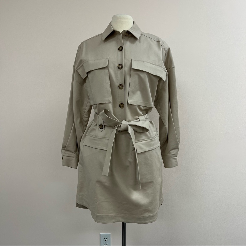 Ted Baker Oversized Utility Shirt Dress in Cream